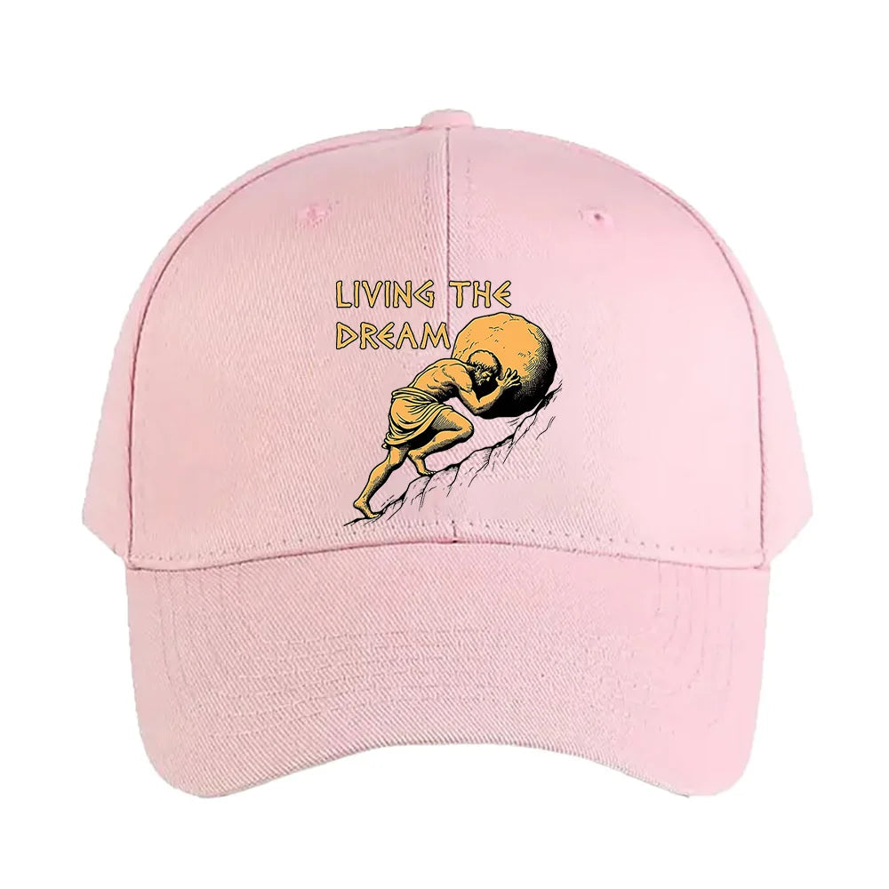 Living The Dream Sisyphus Greek Mythology Meme Baseball Cap Woman Man Adult Summer Adjustable with Curved Brim duckbill cap