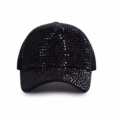 Baseball Cap Women Full Rhinestone Beads Mesh Cap Street Fashion