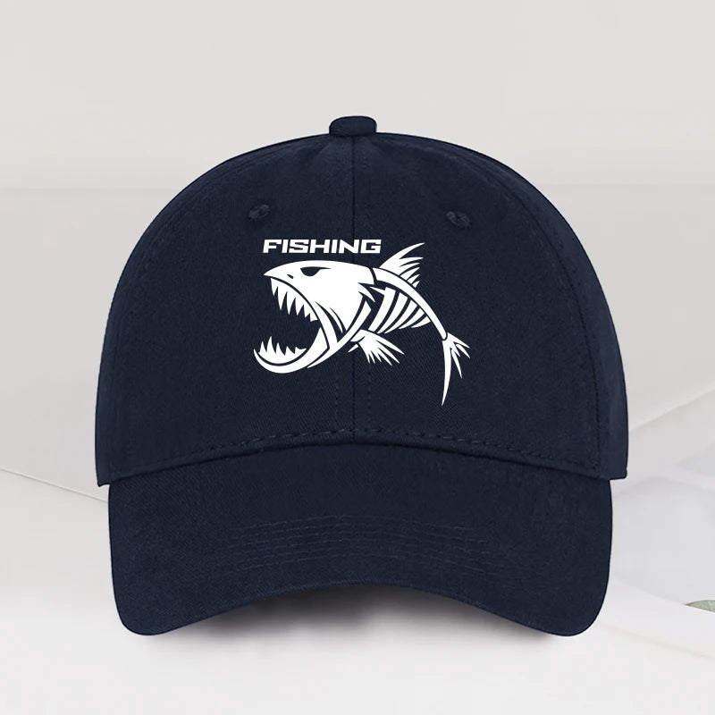 Outdoor Fishing Skeleton Fish Printed Baseball Cap