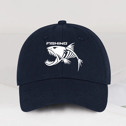 Outdoor Fishing Skeleton Fish Printed Baseball Cap