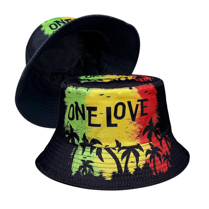 Coconut Tree Silhouette One Love 3D Graphic Fisherman Hat Bucket Hat