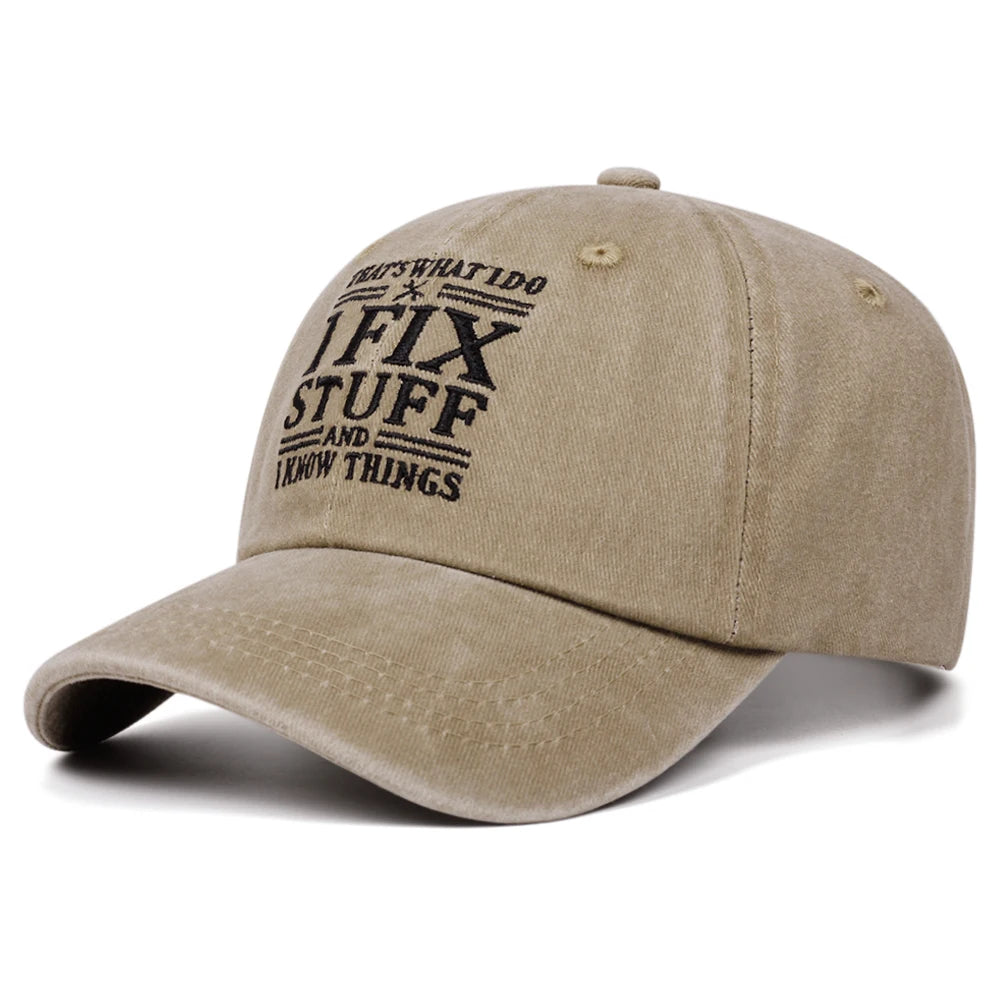 Ifix Stuff Letter Washed Embroidered Soft Top Baseball Cap