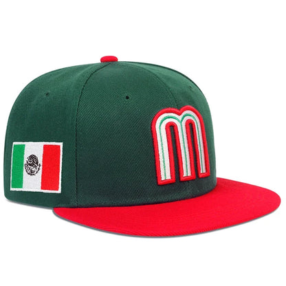 Unisex M Letter Mexico Flag Embroidery Hip hop Hats
