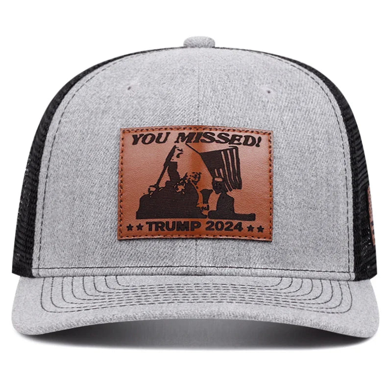 Leather Label Embroidered Slightly Curved Baseball Cap