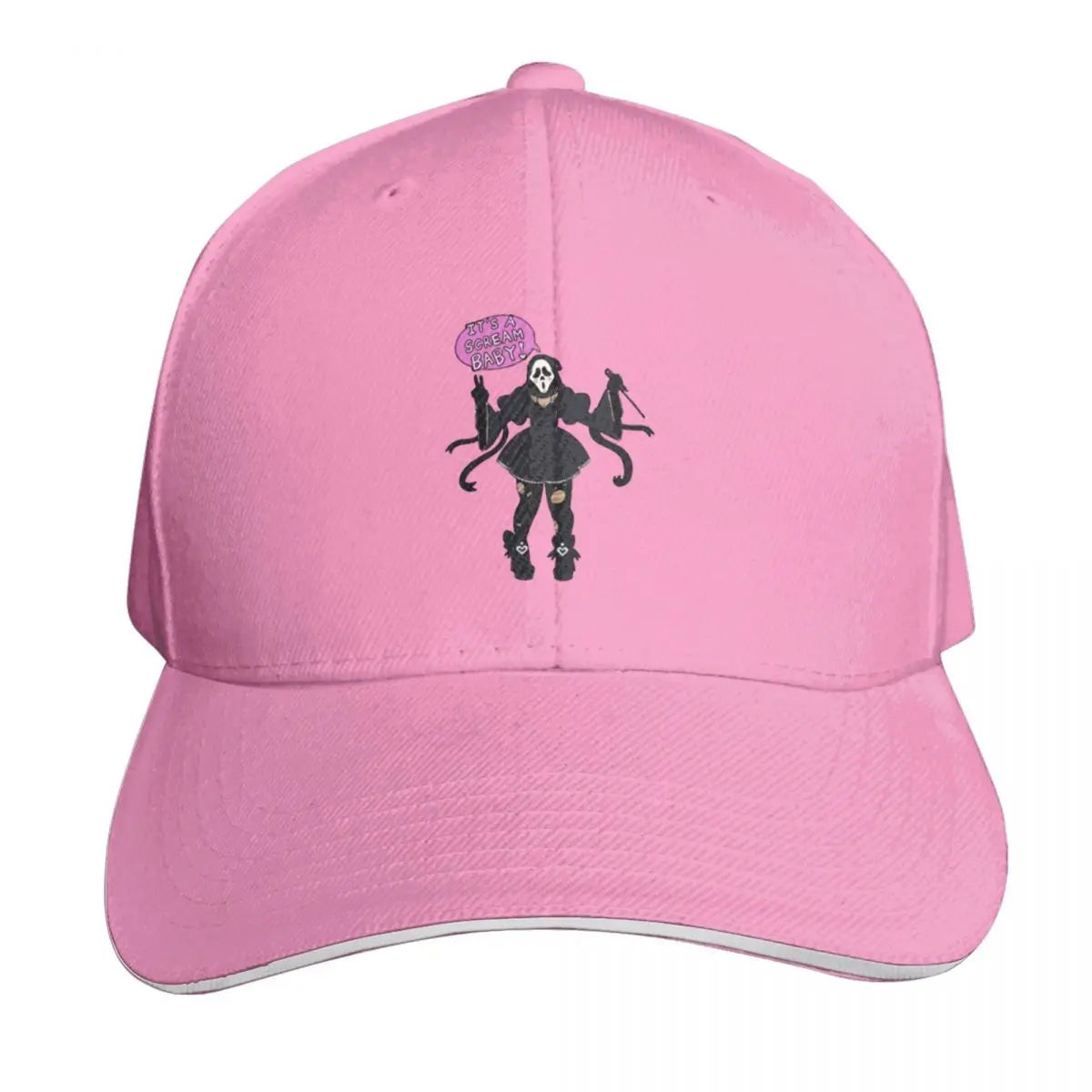 Girl Ghost Face Baseball Cap Adjustable Buckle Closure Moisture Wicking