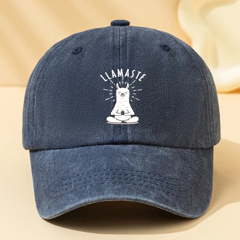 Baseball Cap with "LLAMASTE" Cartoon Llama Design
