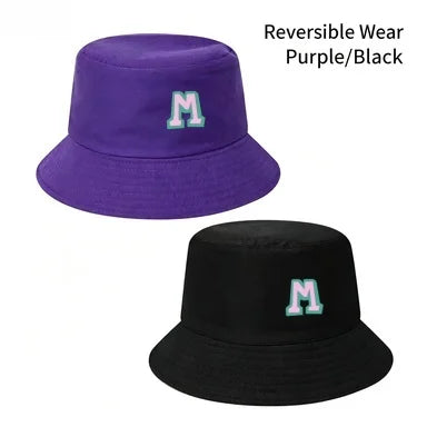 Two-Tone Outline Letter M Embroidery Reversible Bucket Hat