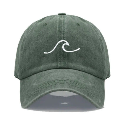 Men's Baseball Cap Women's Washed Cotton Waves Embroidery Embroidery Sport Golf Caps For Man