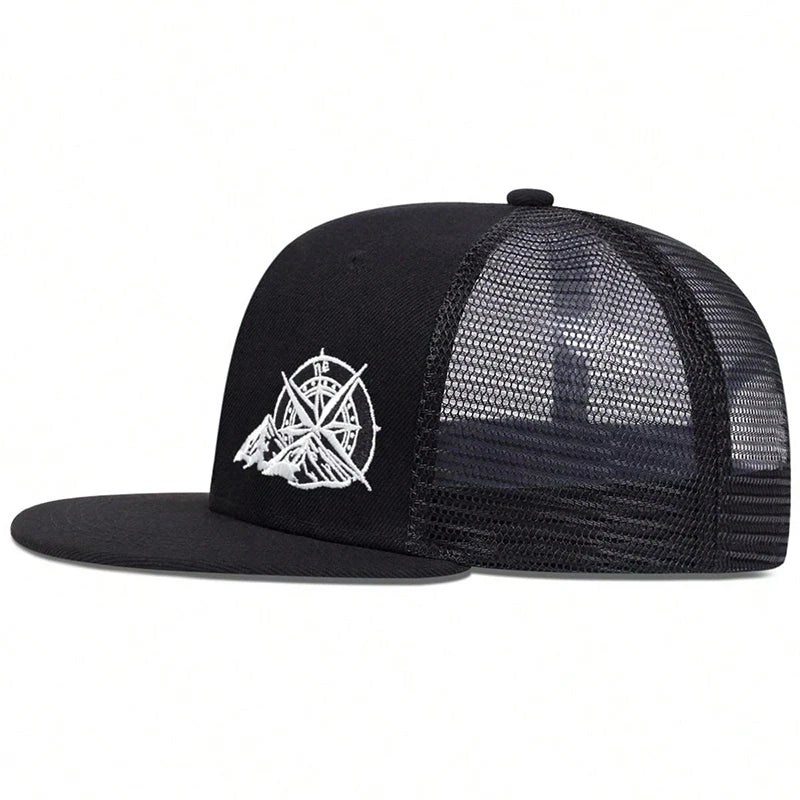 Unisex Compass Mountain Embroidery Hip-hop Hats Snapback Cap Baseball Caps Sunscreen Hat