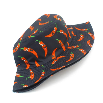Unisex Chili Pepper Print Reversible Bucket Hat