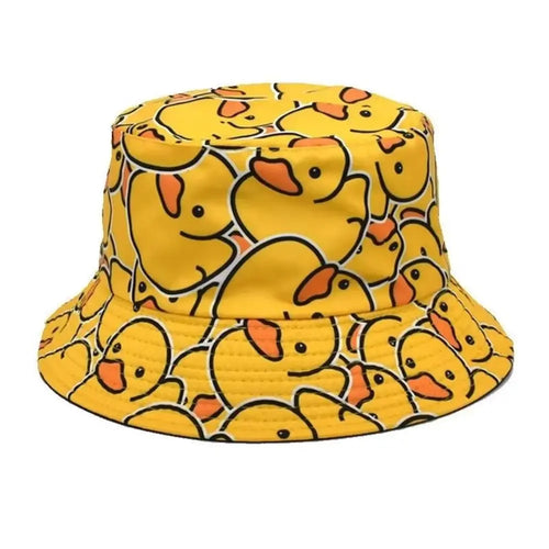 Double Sided Yellow Duck Bucket Hat Trendy Design Versatile Style