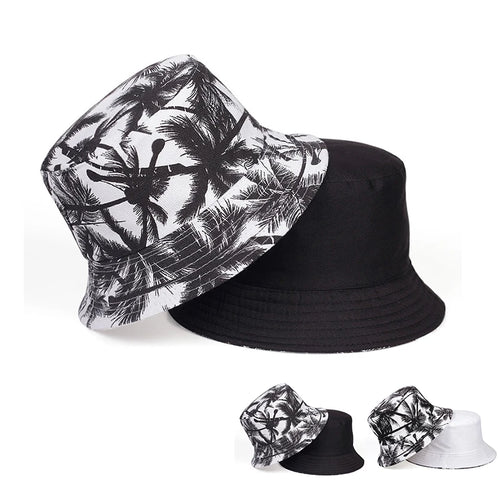 Unisex Tropical Coconut Tree Print Personality Bucket Hats