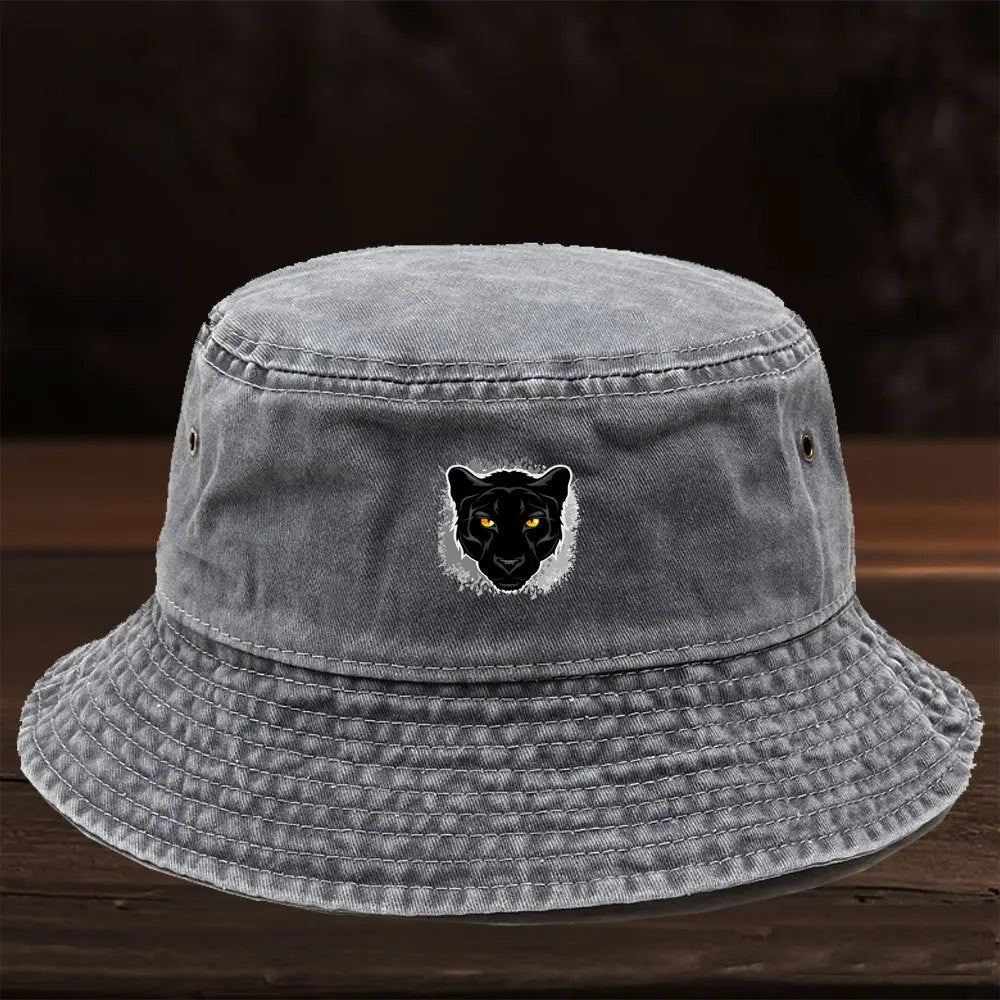 Featuring a Stylish Black Panther Head Print Design Bucket Hat