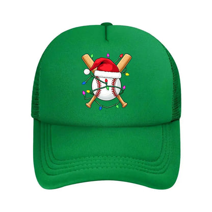 Christmas Baseball Santa Hat Lights 2026 Mesh Baseball Cap