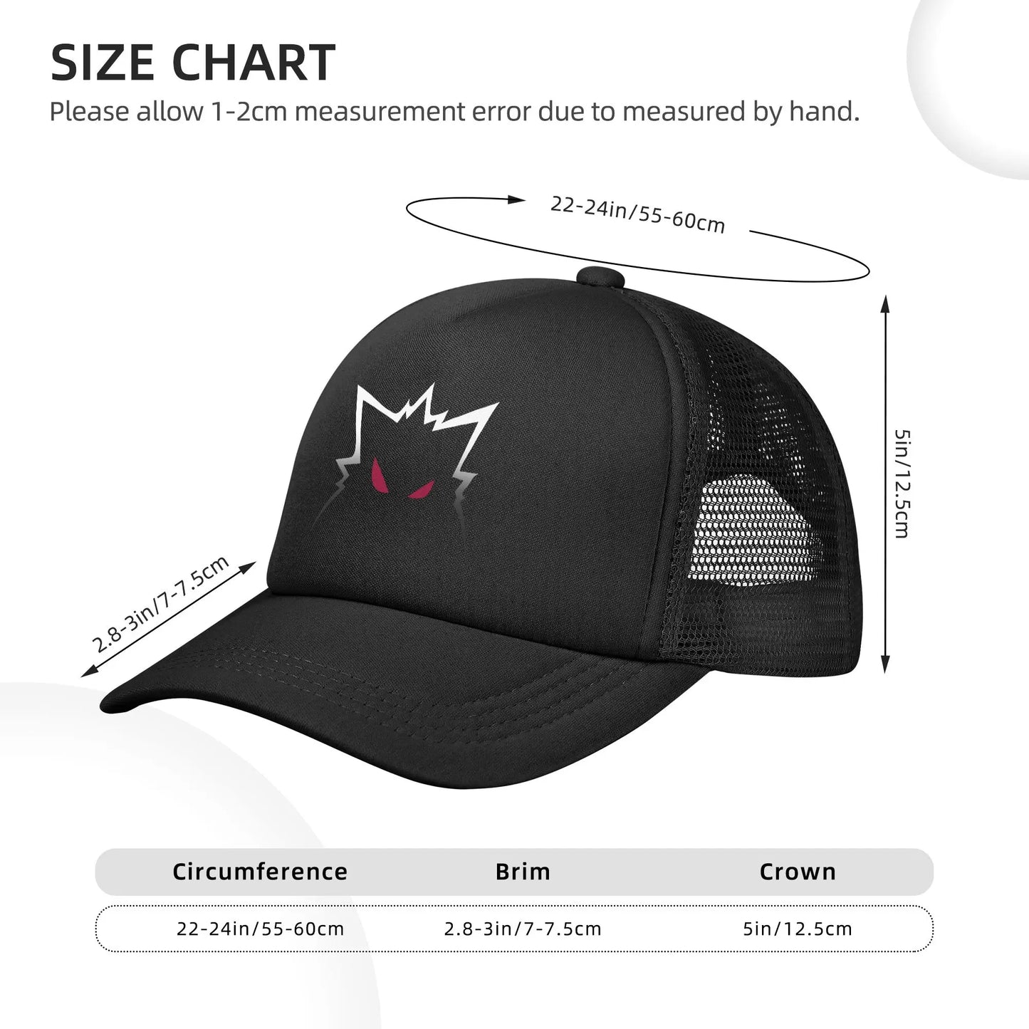 Gengar Shiny Scary Mesh Baseball Cap Ghost Kaiju Japan Style Pokemoned