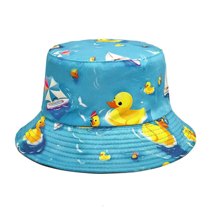 Duck Print Panama Summer Bucket Hats