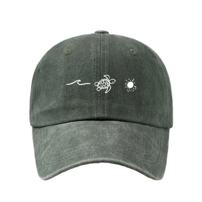 Fashion Wave Turtle Baseball Caps Sun Protection Adjustable Sunscreen Hats Men Women