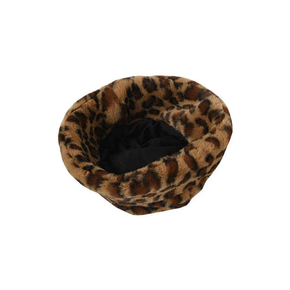Winter Zebra Pattern Faux Fur Fluffy Bucket Hat