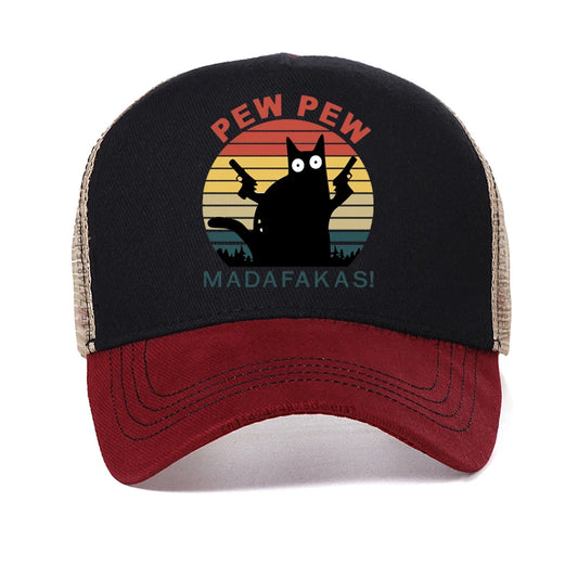 Pew Pew Madafakas Hat Men Novelty Funny Cat Baseball Caps