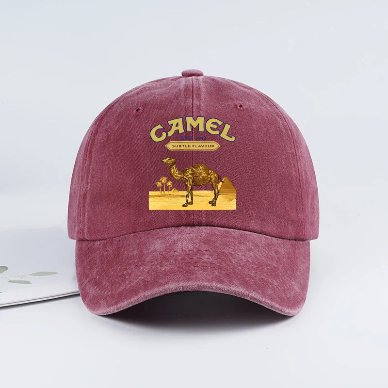 Vintage “Camel” Desert Scene Print Washed Baseball Cap