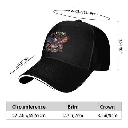 250 Years American 1776 2026 250th 4th July Independence Day Sun Baseball Cap