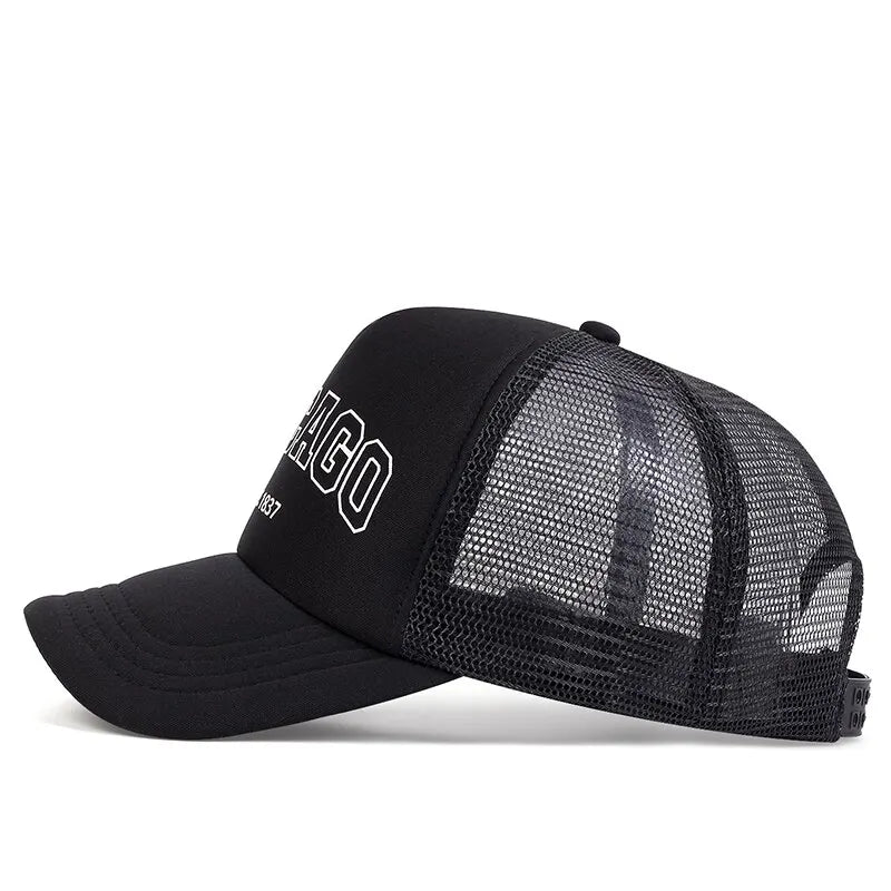 Summer Men Mesh Baseball Cap Outdoor Sport Chicago Letter