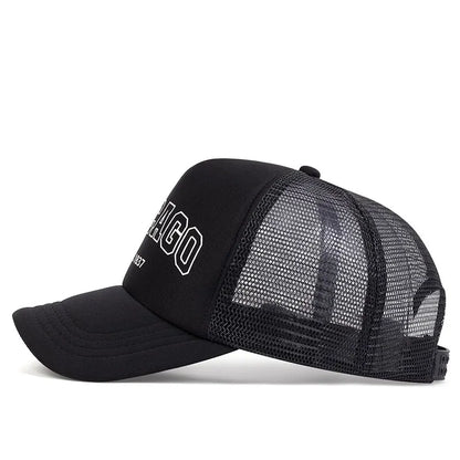 Summer Men Mesh Baseball Cap Outdoor Sport Chicago Letter
