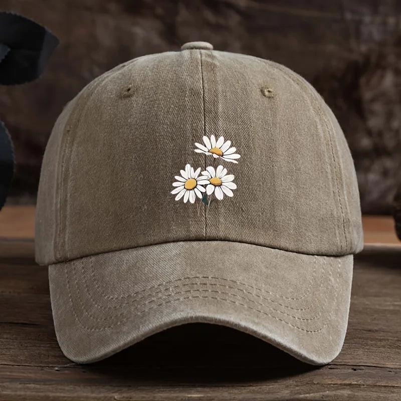 Three Daisy Print Baseball Caps