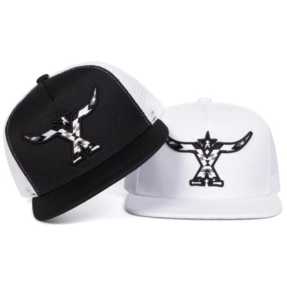 Unisex Ox Horn Embroidery Hip-hop Net Hats Snapback Cap