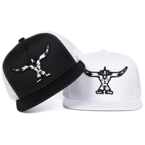 Unisex Ox Horn Embroidery Hip-hop Net Hats Snapback Cap