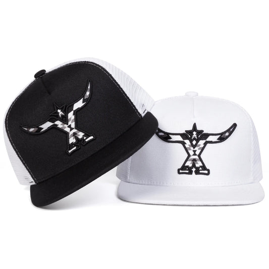 Unisex Ox Horn Embroidery Hip-hop Net Hats Snapback Cap
