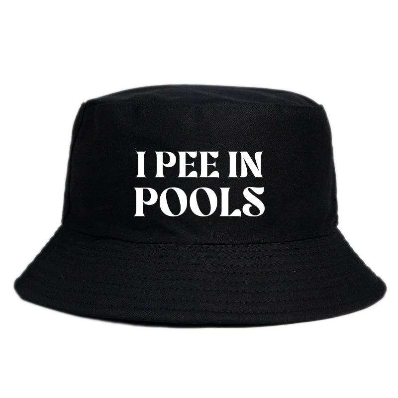 I Pee in Pools Print Reversible Bucket Hat Girl Boy Funny Summer Beach Hat