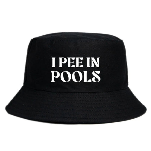I Pee in Pools Print Reversible Bucket Hat Girl Boy Funny Summer Beach Hat