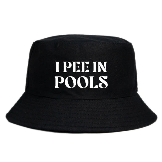 I Pee in Pools Print Reversible Bucket Hat Girl Boy Funny Summer Beach Hat