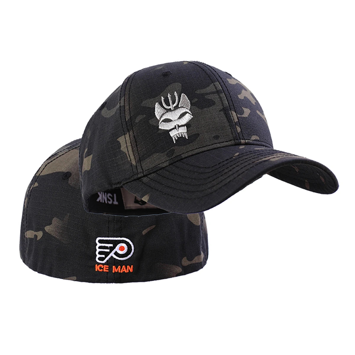 Unisex Forked Wolf Embroidery Snapback Camouflage Baseball Caps
