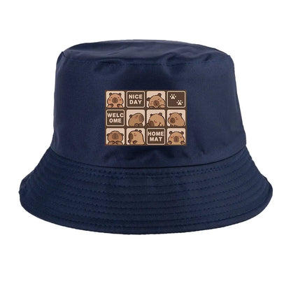 Summer Spring Ladies Cotton Korean Casual Outdoor Sunprotection Capybara Bucket Hat For Men Women