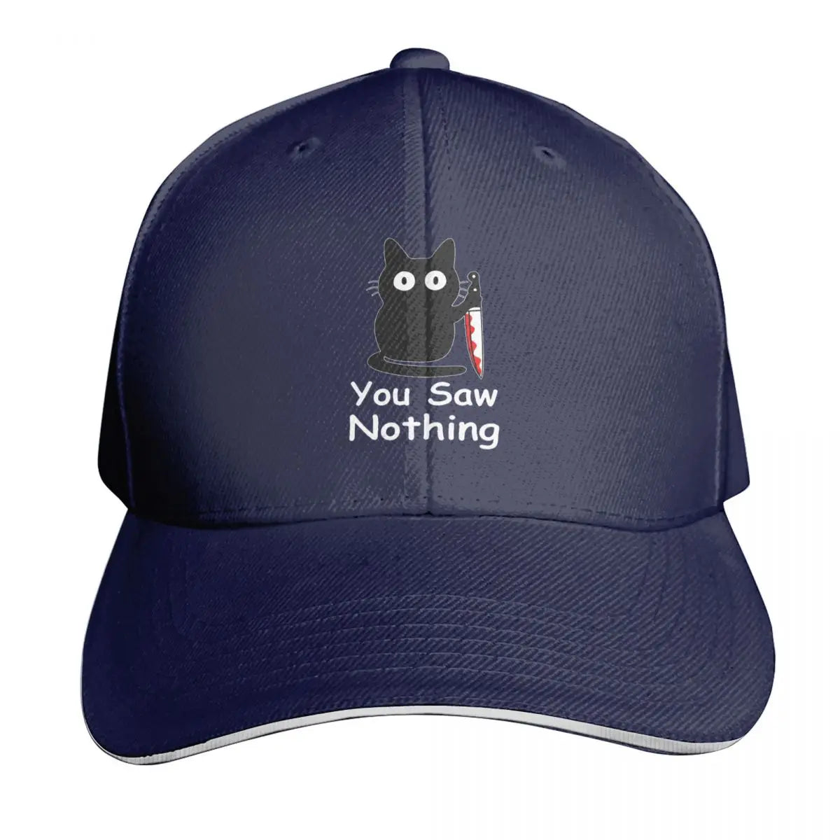 Black Cat Murder Cat You Saw Nothing Cap Fashion Casual Baseball Caps