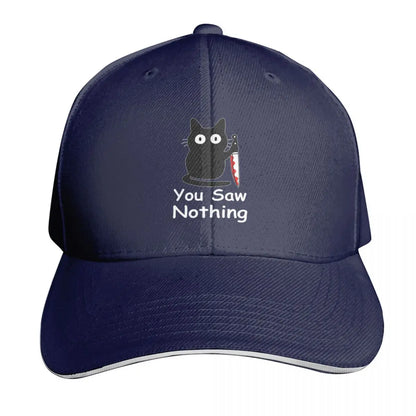 Black Cat Murder Cat You Saw Nothing Cap Fashion Casual Baseball Caps