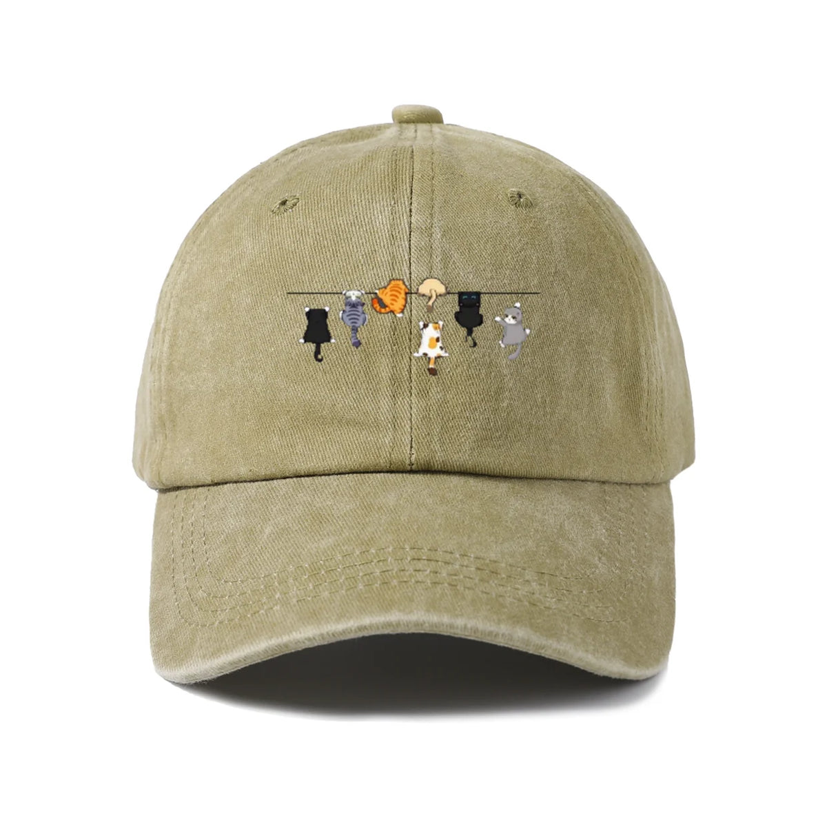 Cats Hanging on Clothesline Graphic Baseball Cap