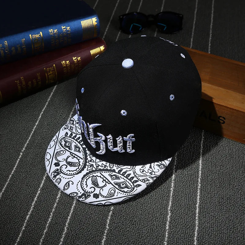 Flat Brim Snapback Cap Hard Top Unisex Streetwear Hip Hop Hat for Men Women