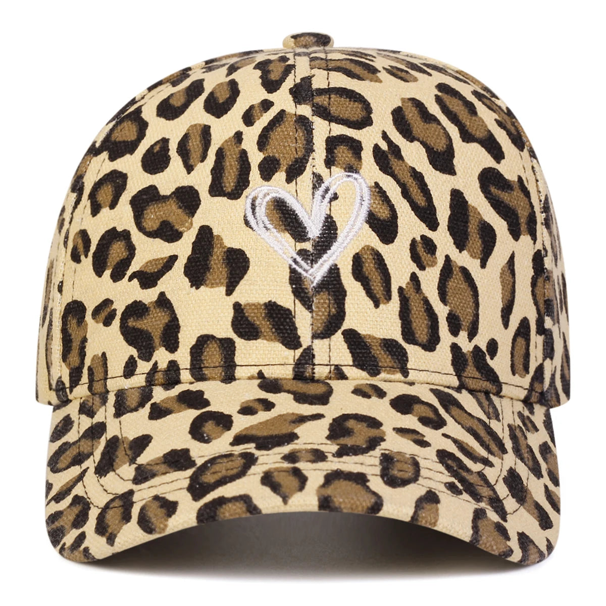 Unisex Love Embroidery Leopard Print Baseball Caps Spring And Autumn