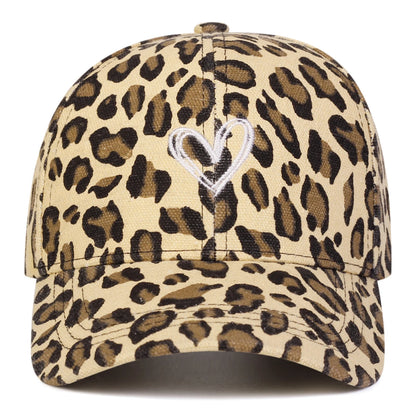 Unisex Love Embroidery Leopard Print Baseball Caps Spring And Autumn