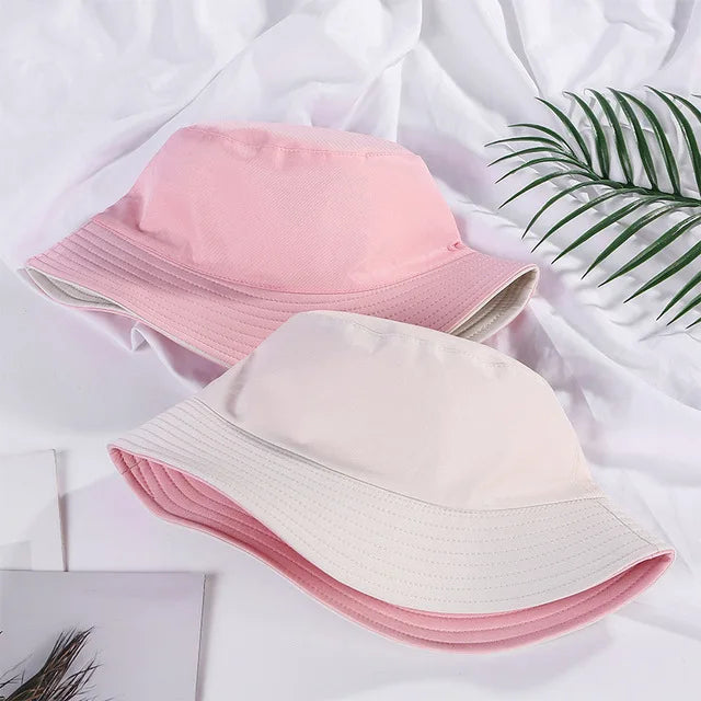 Double-sided Wearing Cap Solid Color Bucket Hat Men Women