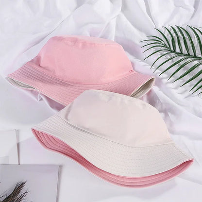 Double-sided Wearing Cap Solid Color Bucket Hat Men Women