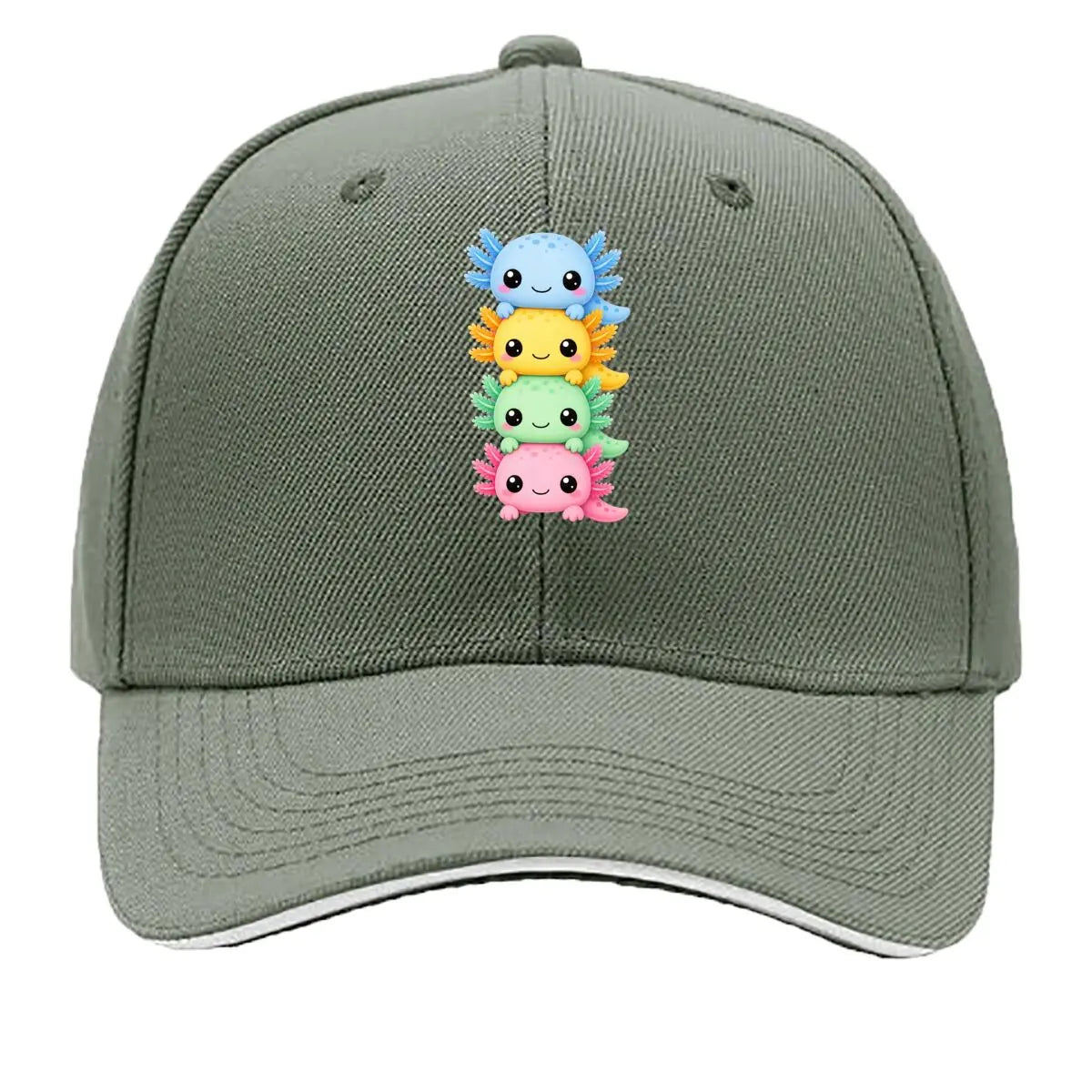 Cute Pastel Axolotl Friends Stack Sandwich Baseball Cap
