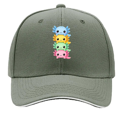 Cute Pastel Axolotl Friends Stack Sandwich Baseball Cap