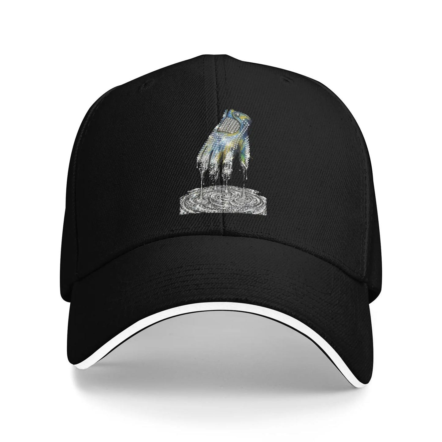 Baseball Cap Rhinestone Silver MJ Michael Jackson Glove Hand Silhouette Print