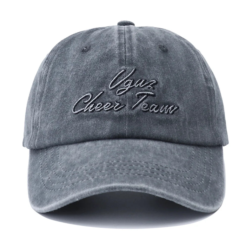 Unisex Letter Embroidery Washed Cotton Baseball Cap For Women Men