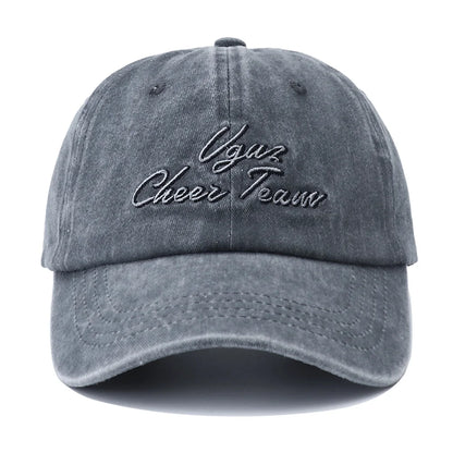 Unisex Letter Embroidery Washed Cotton Baseball Cap For Women Men