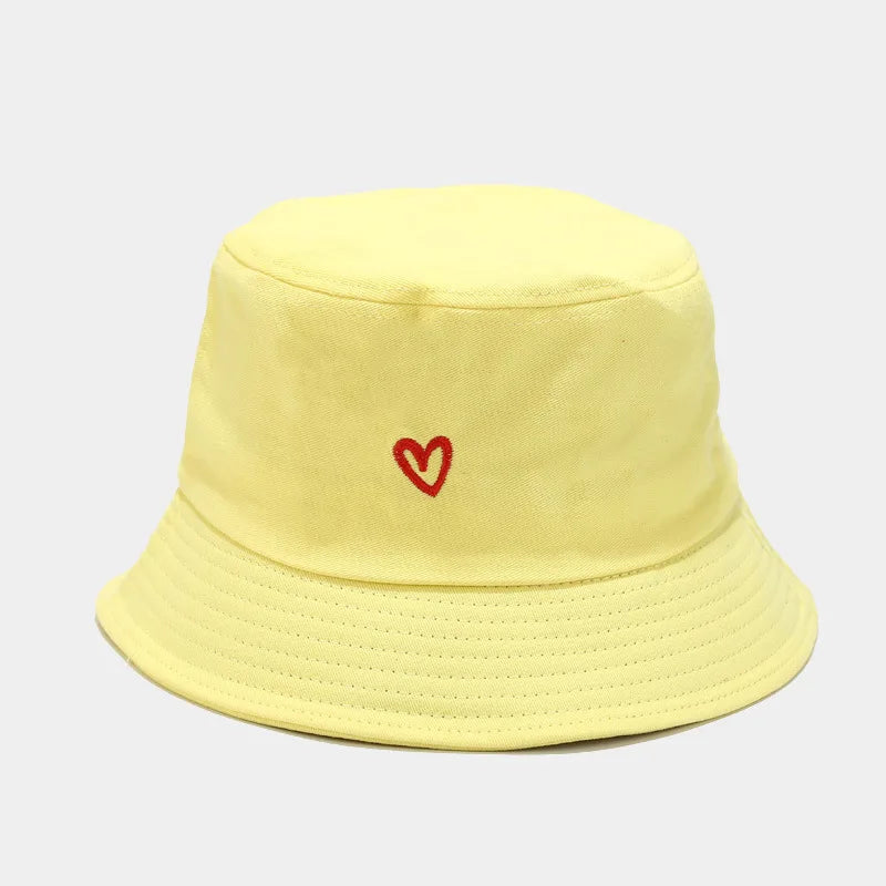 Love Embroidery Cotton Bucket Hat For Men And Women Beach